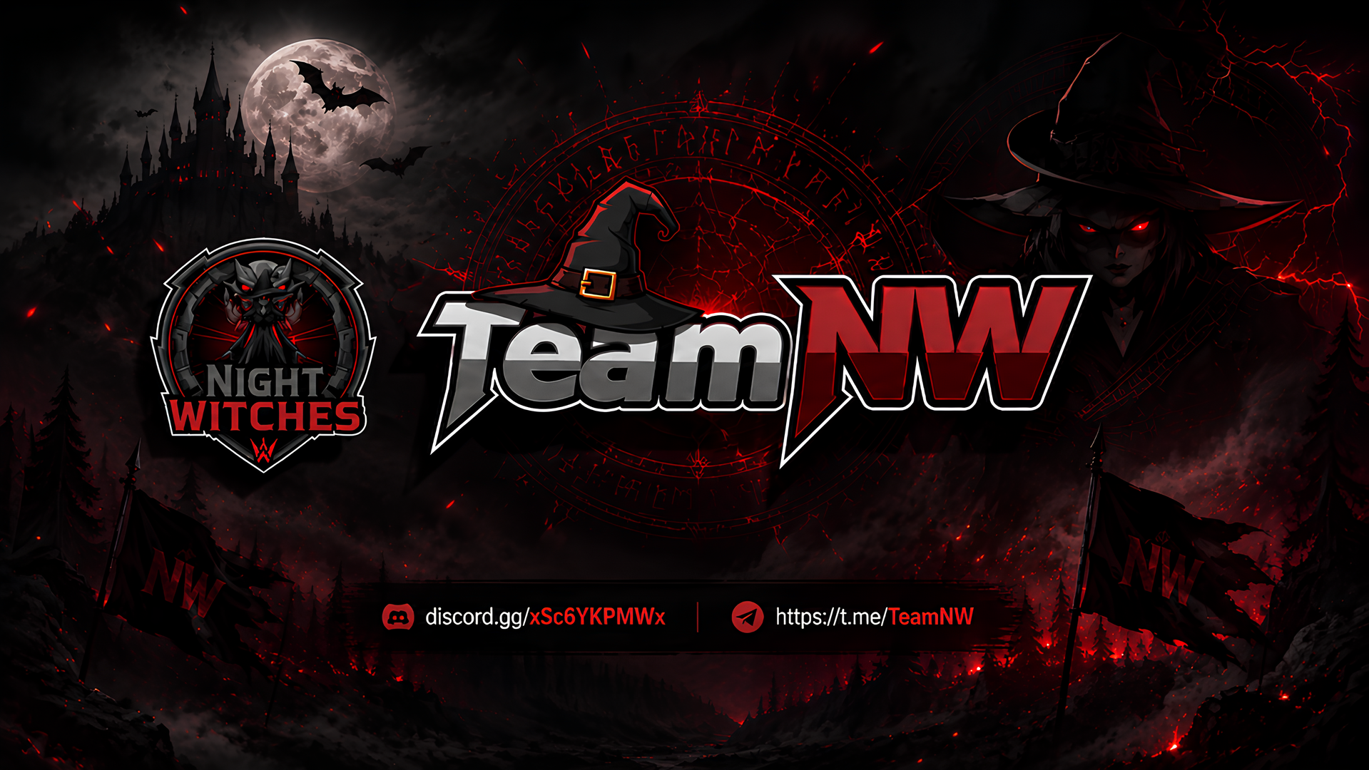 Обложка NW Team Bot: щит NW и сообщения на орбите